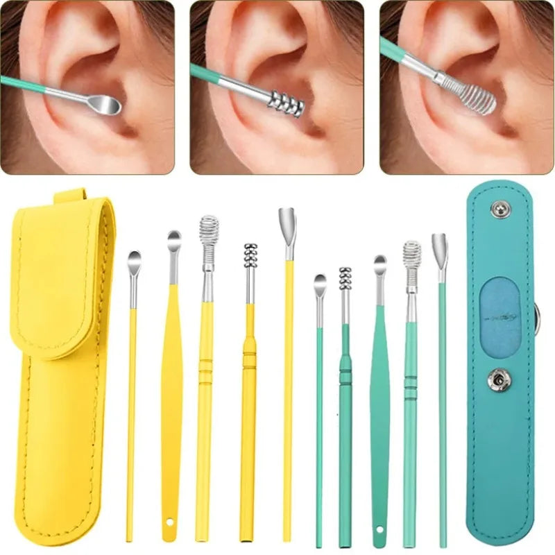 6Pcs Povei Ear Sponges Earpick Wax Remover Kit Curette Spoon Ear Care Tool