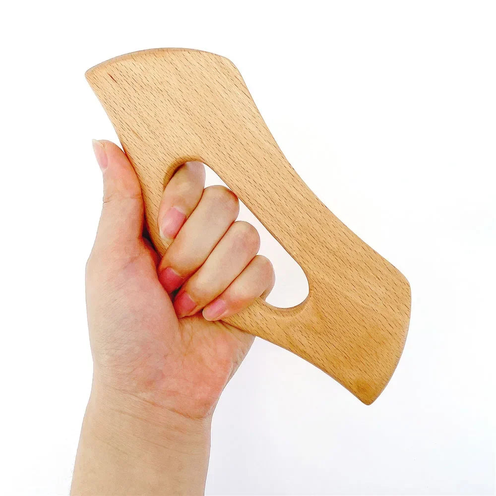 Povei Carbonized Wooden Guasha Massage Scraper for Facial Body Health Care