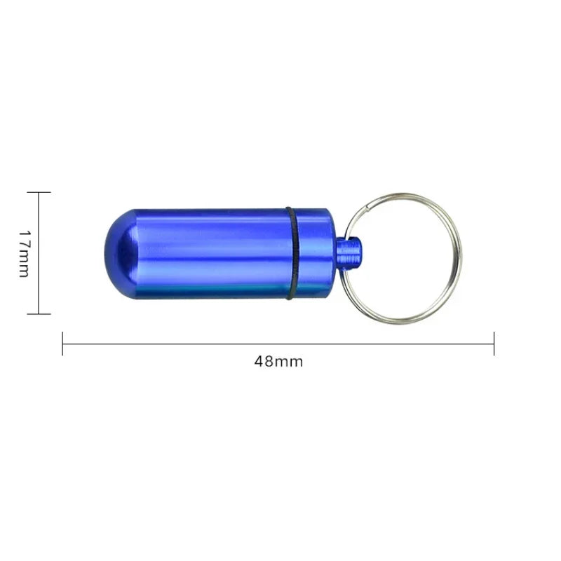 Povei Mini Aluminum Medicine Bottle Key Chain Waterproof Box