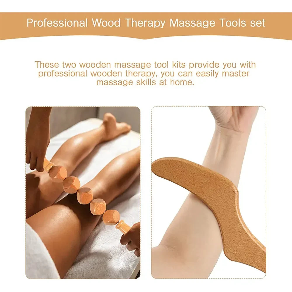 Povei Wood Therapy Cellulite Massager Roller - Professional Body Contouring Tool