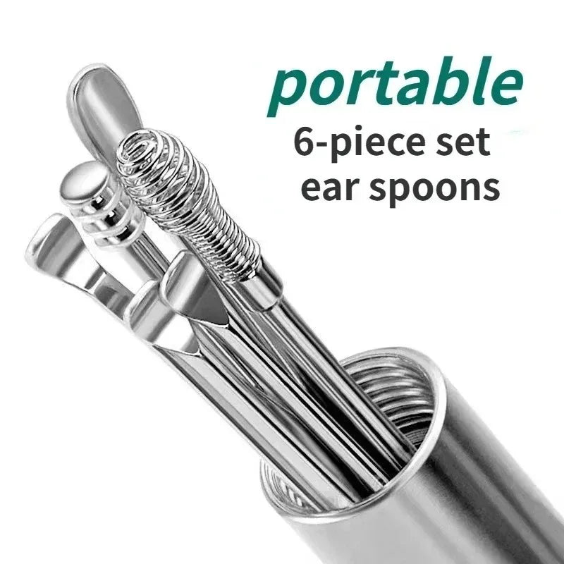 Povei Stainless Steel Ear Cleaner Spoon Set for Baby Adults Ear Care