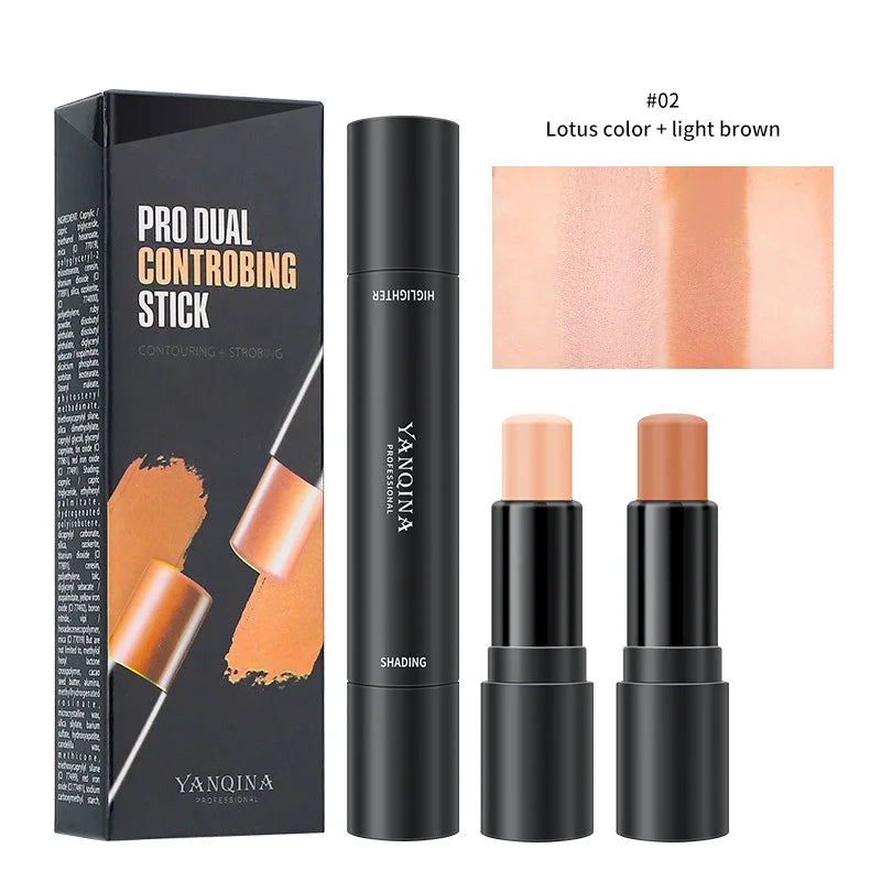 Povei Double-Ended Bronzer Stick Shimmer Illuminator Creamy Face Makeup