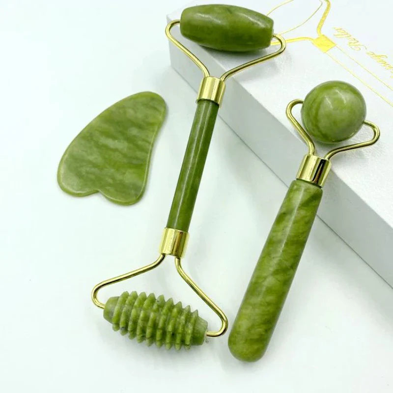 Povei Jade Gua Sha Face Massager Tool for Acupoint Eye Care and Facial Massage