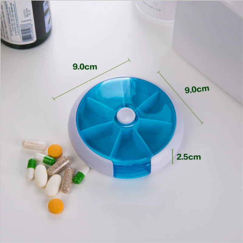 Povei Weekly Pill Organizer Case with Splitter - 7 Day Rotating Box