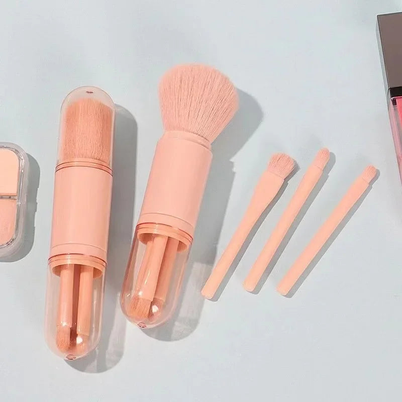 Povei 4-Piece Telescopic Makeup Brush Set for On-The-Go Beauty