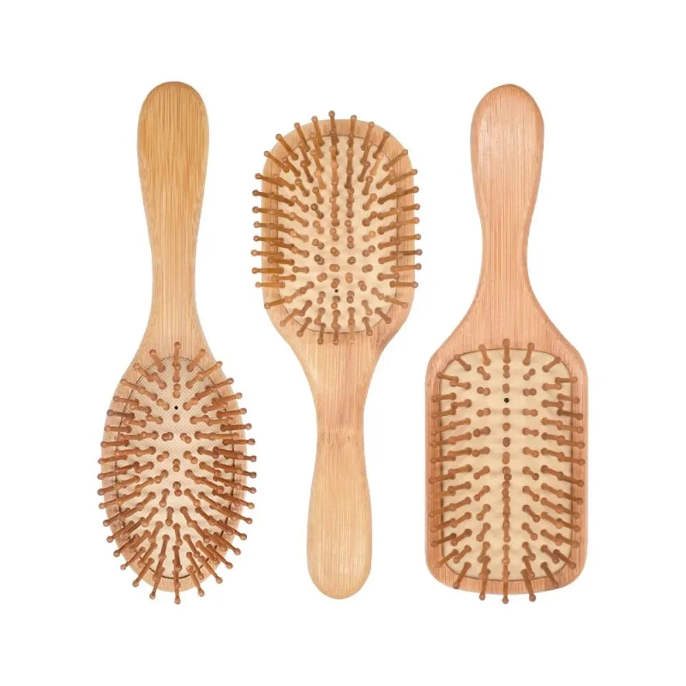 Povei Bamboo Hair Comb: Professional Paddle Brush for Healthy Scalp and Hair