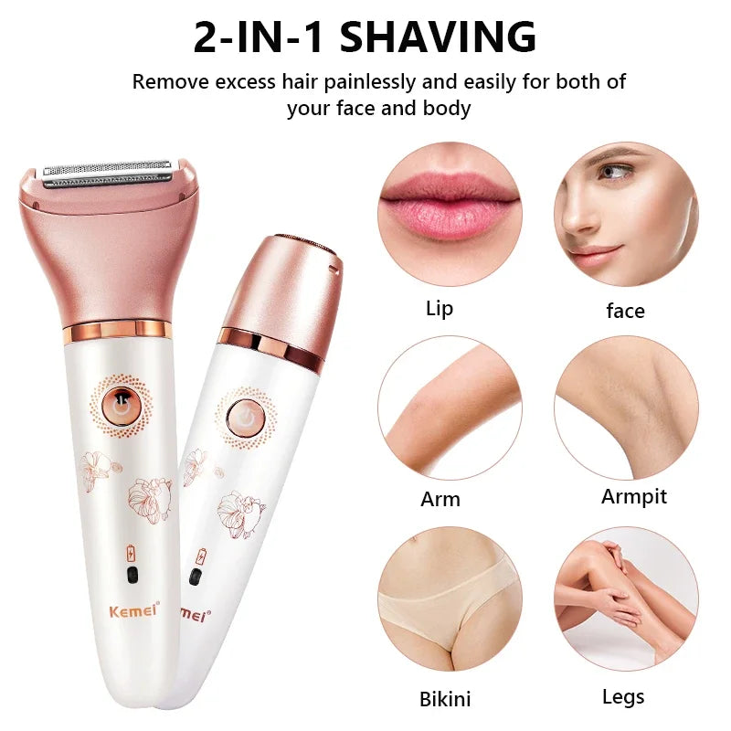 Povei Electric Lady Shaver Facial & Body Hair Remover - Rechargable Women's Depilatory