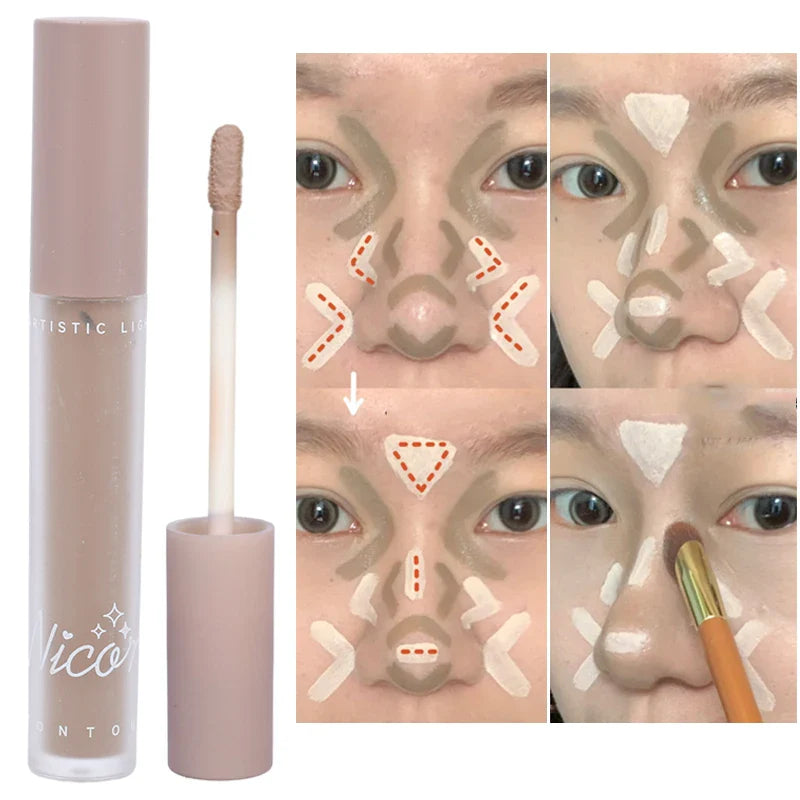 Povei Brighten Liquid Concealer Highlighter for Face Contouring Pen Cosmetics