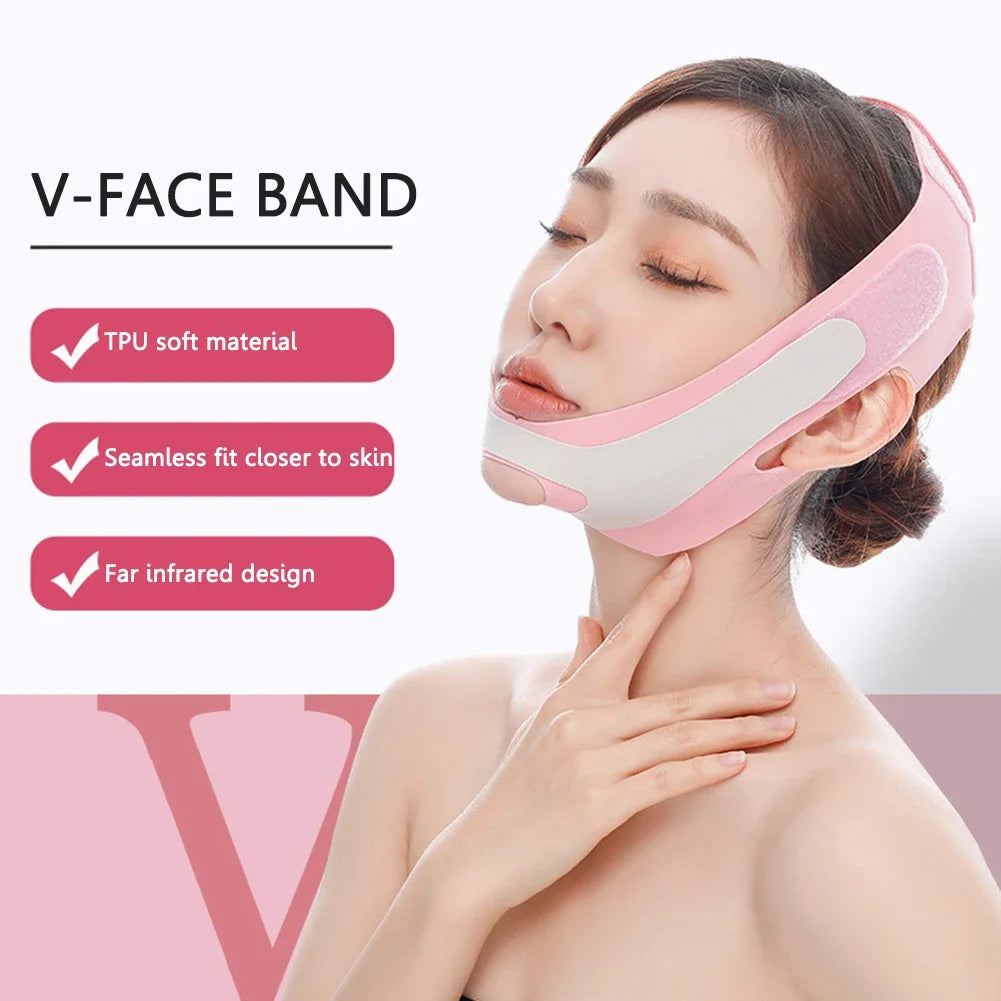 Povei V Line Face Slimming Bandage Facial Lift Up Belt Double Chin Reduction Beauty Face Shaper