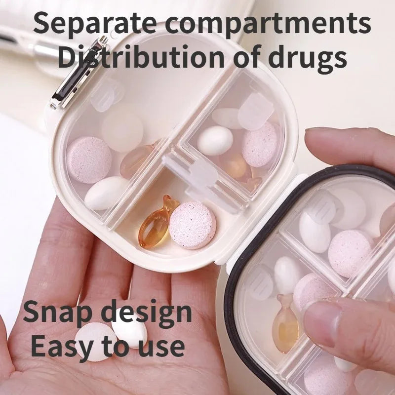 Povei Pill Box Mini Organizer with 7 Compartments - Travel Size Medication Case