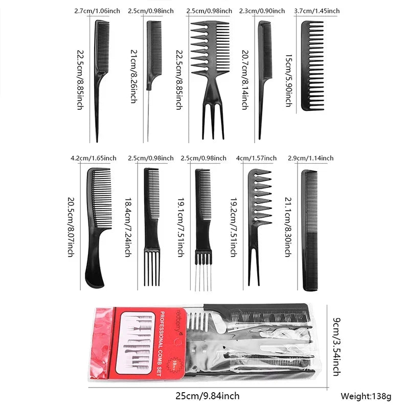 Povei Hair Styling Comb Set: Professional Barber Hair Cutting Combs and Salon Tools