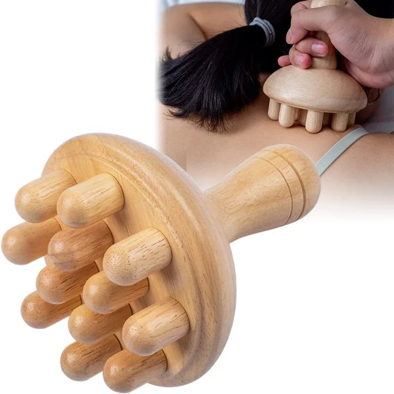 Povei Wood Massage Tool for Lymphatic Drainage and Muscle Pain Relief.