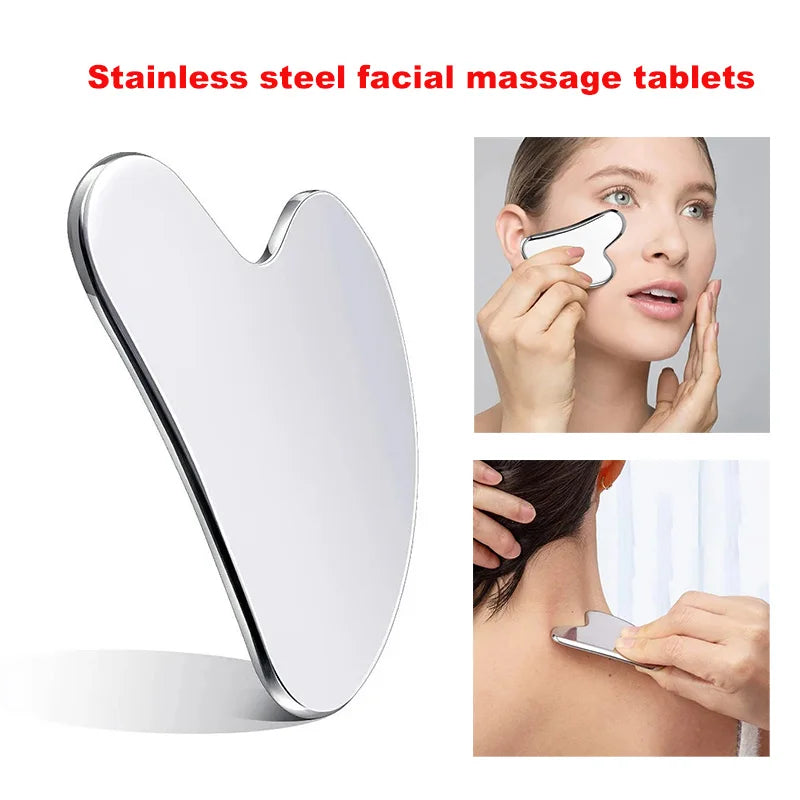 Povei Stainless Steel Gua Sha Massage Tool for Natural Facial Massage