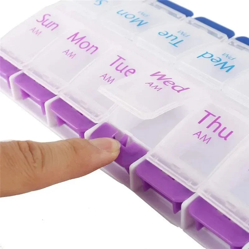 Povei 7 Days Pill Box Organizer Plastic Medicine Dispenser Cutter Drug Cases