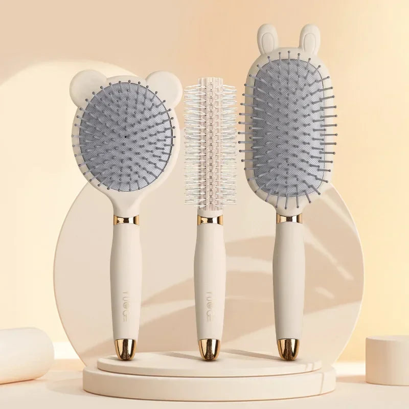 Povei Air Cushion Massage Cleaning Comb for Fluffy Long Hair - Anti Static Hairbrush