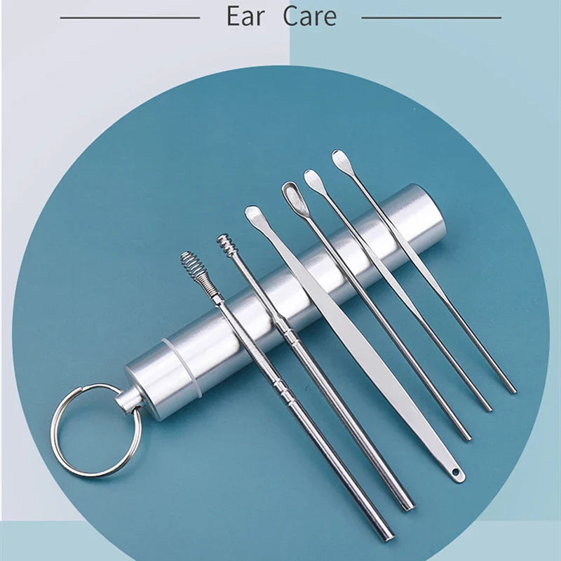 Povei Ear Wax Removal Kit for Baby Adults: 6Pcs Ear Pick Cleaner Set