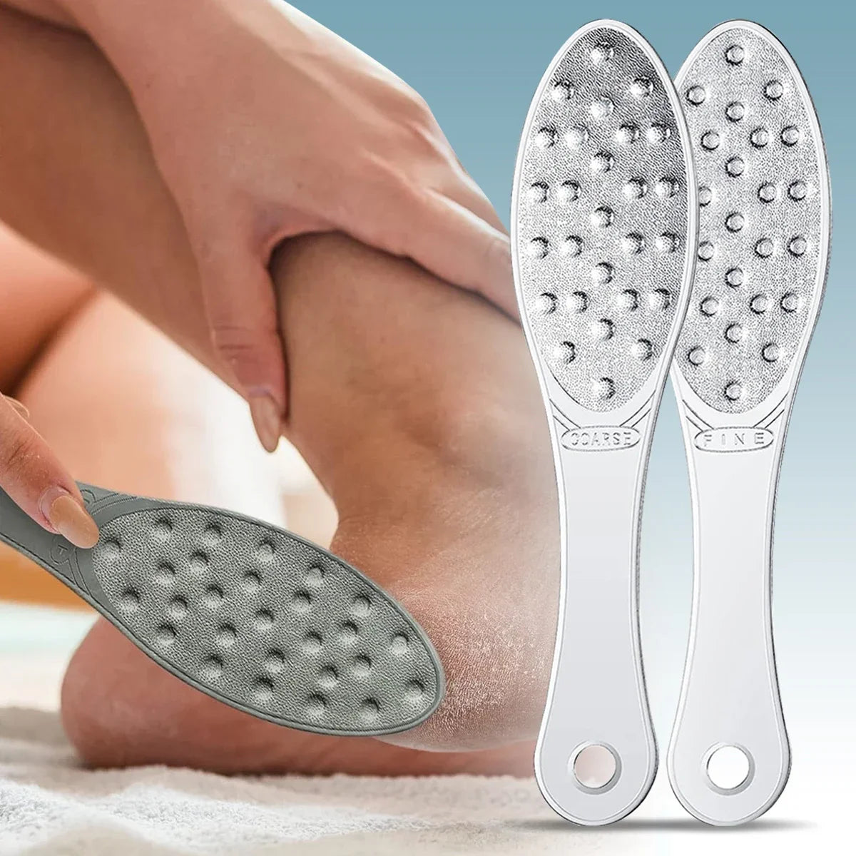 Povei Double Sided Stainless Steel Foot File for Professional Pedicure