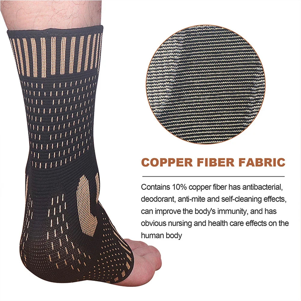 Povei Copper Compression Ankle Support Sleeve Gym Fitness Gear