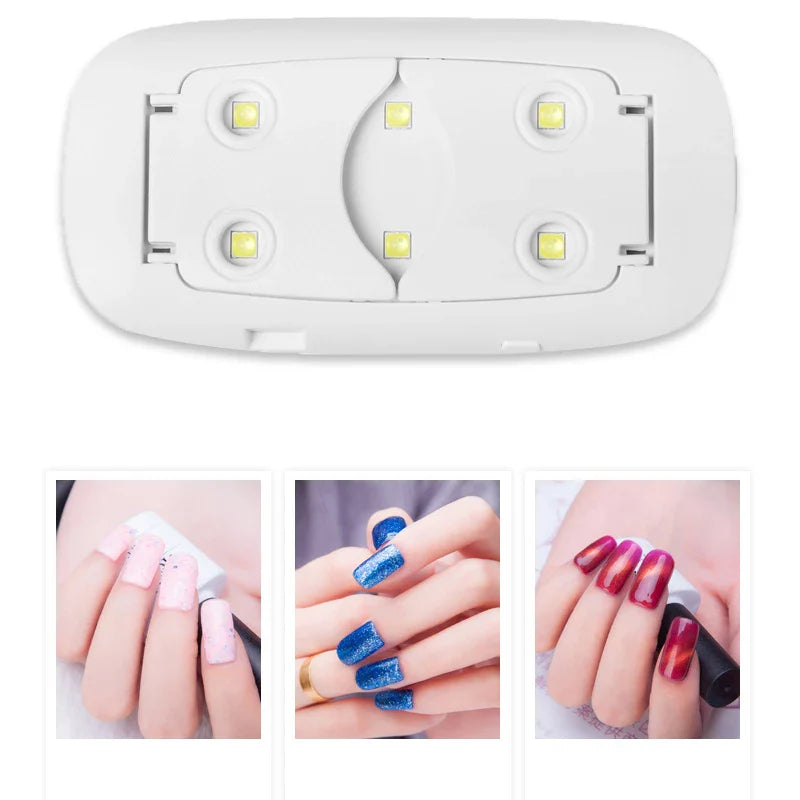 Povei Mini UV LED Nail Dryer for Home Manicure - 6W Portable Lamp