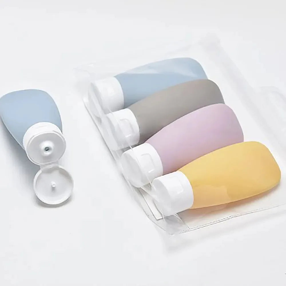 Povei 60ml Silicone Travel Bottles Set - Refillable Squeeze Tube Cosmetic Containers