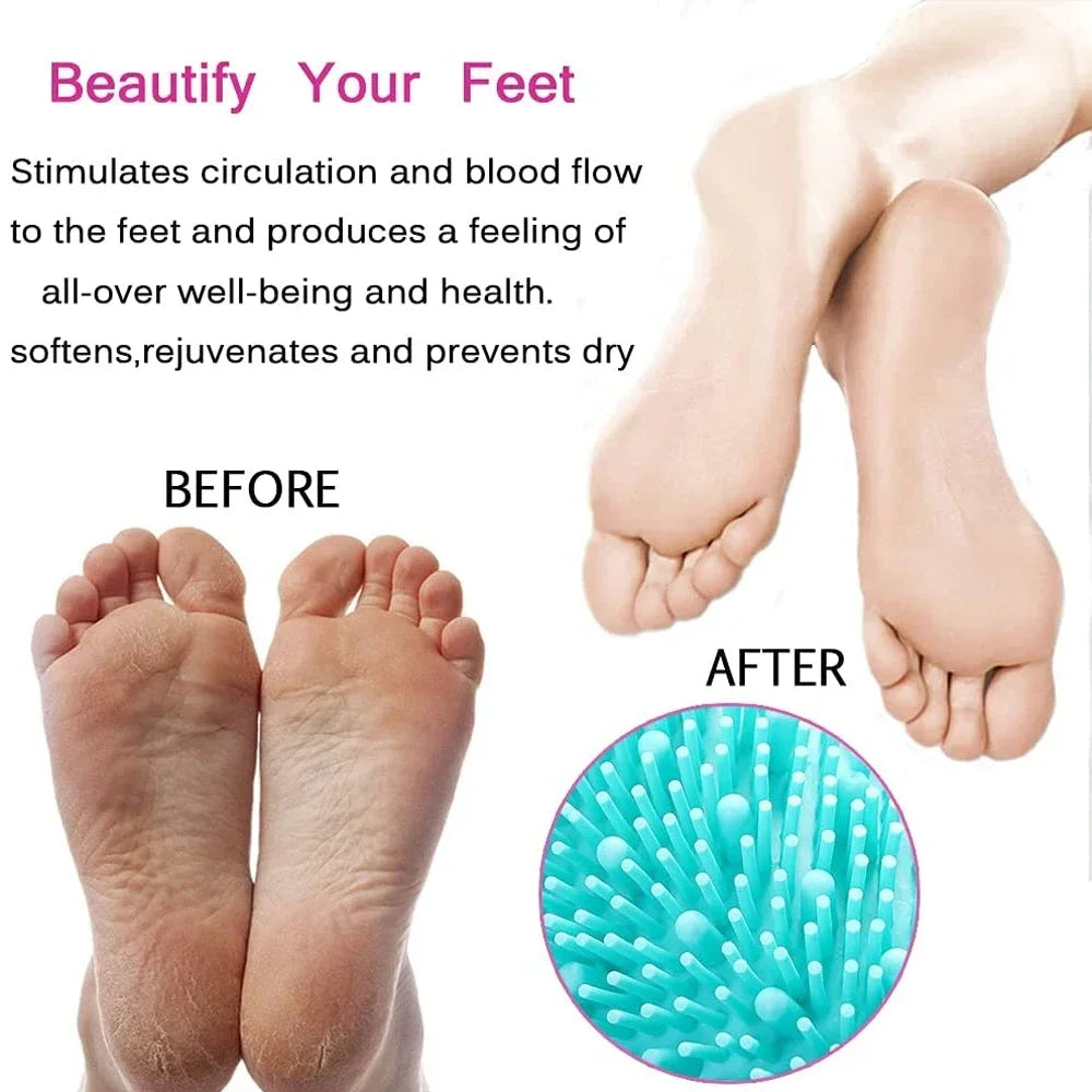 Povei Foot Scrubber Mat: Wall-Mounted Exfoliating Shower Cleaner with Suction Cups