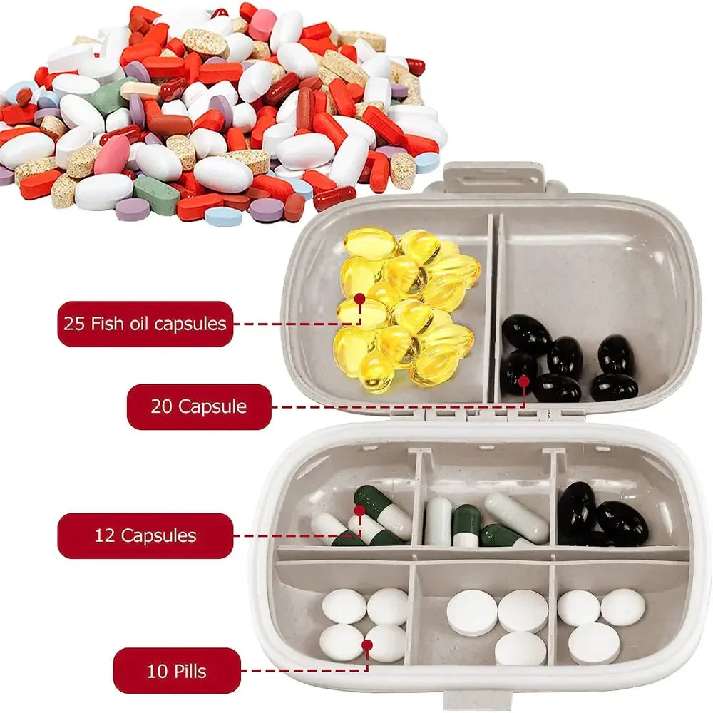 Povei Travel Pill Organizer: Compact 8-Compartment Portable Pill Case