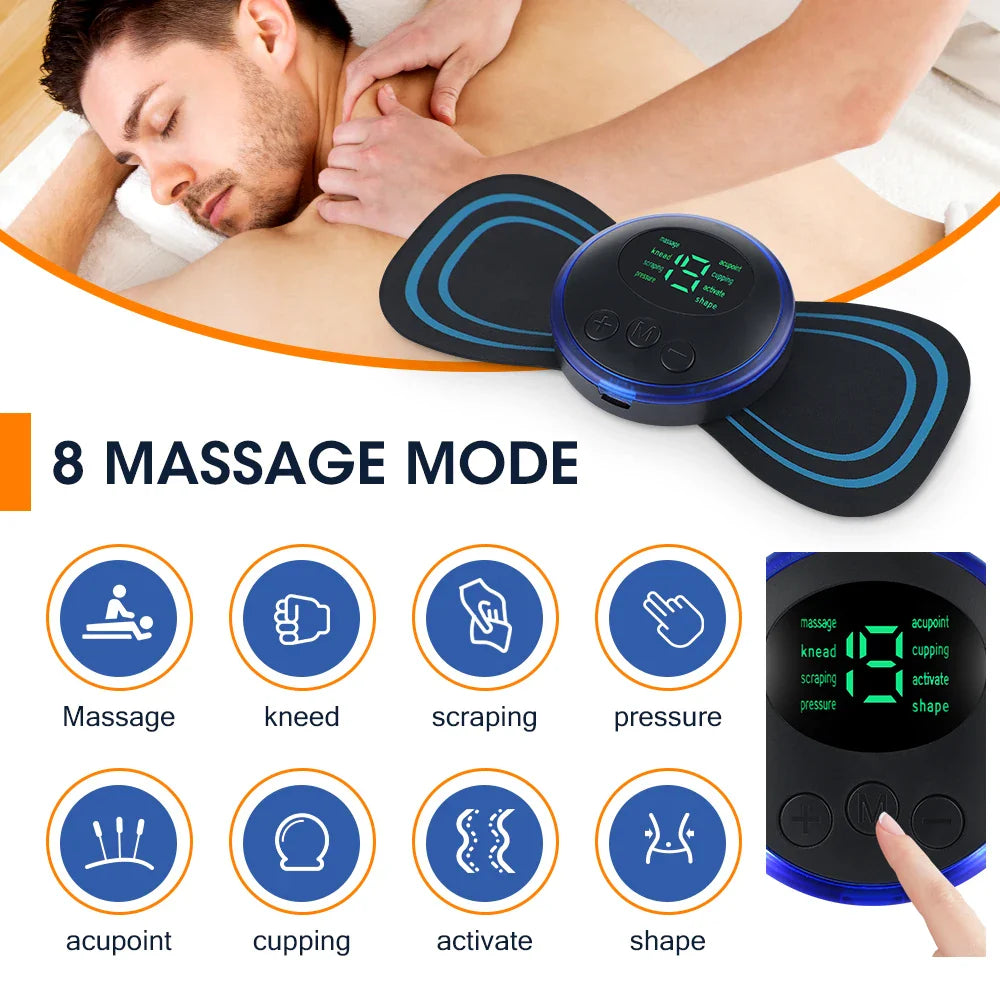 EMS Neck Massager Sticker: Muscle Stimulate Therapy with 8 Modes LCD Display