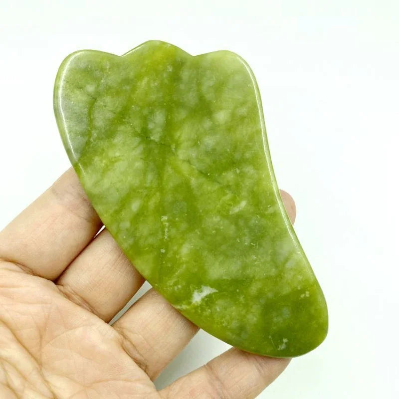 Povei Jade Stone Roller and Gua Sha Set for Face and Body Beauty Treatment