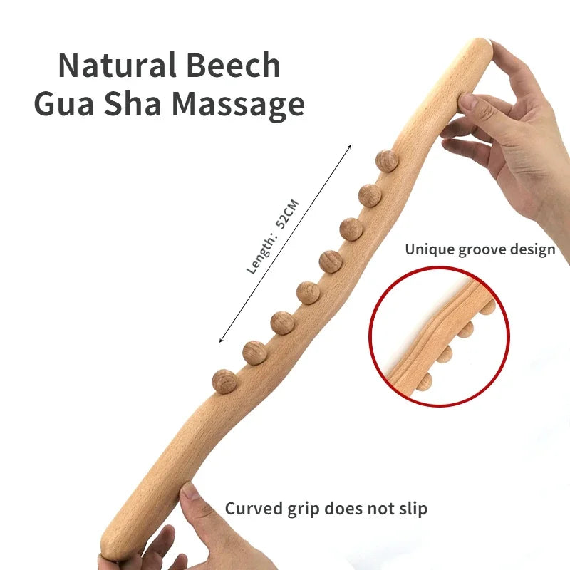 Povei Carbonized Wood Scraping Massage Stick for Back and Body Guasha Therapy