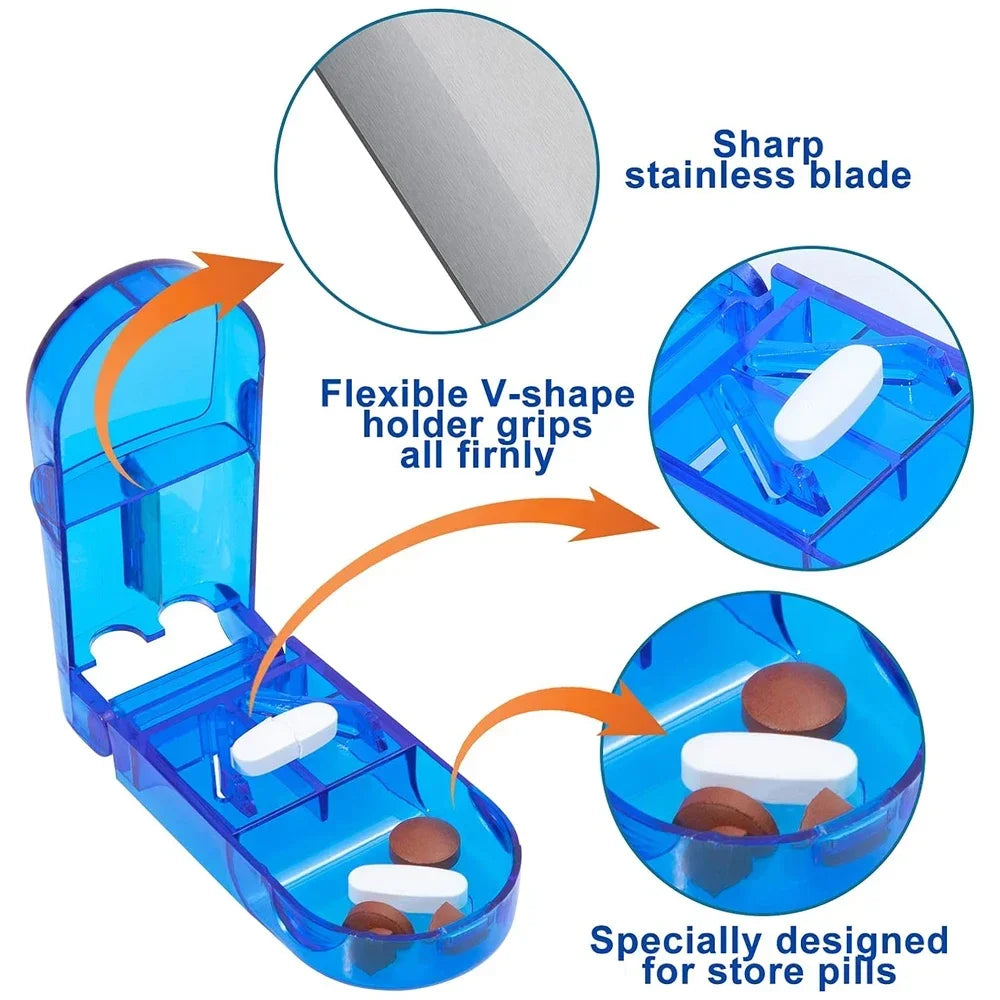 Povei Professional Pill Cutter & Box: Cut Small or Large Pills in Half