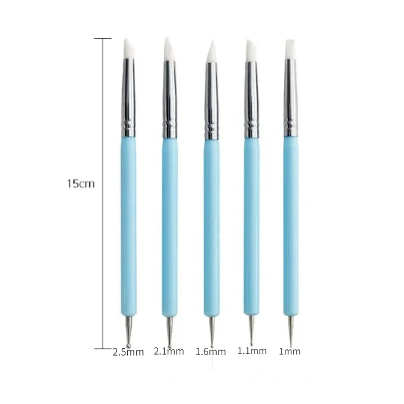 Povei Dual-Head Silicone Nail Art Dotting Pen for Manicure Emboss