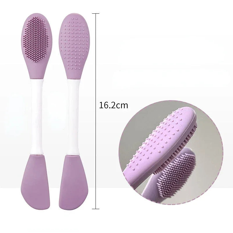 Povei Double Head Silicone Facial Mask Brush for Facial Massage and Cleaning