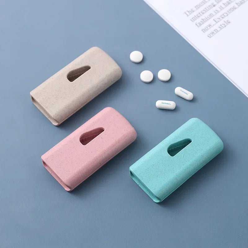 Povei Portable Pill Cutter Box Splitter Medicine Holder