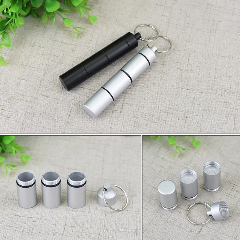 Povei Metal Pill Box Keychain: Split 7 Days, Modern, Waterproof