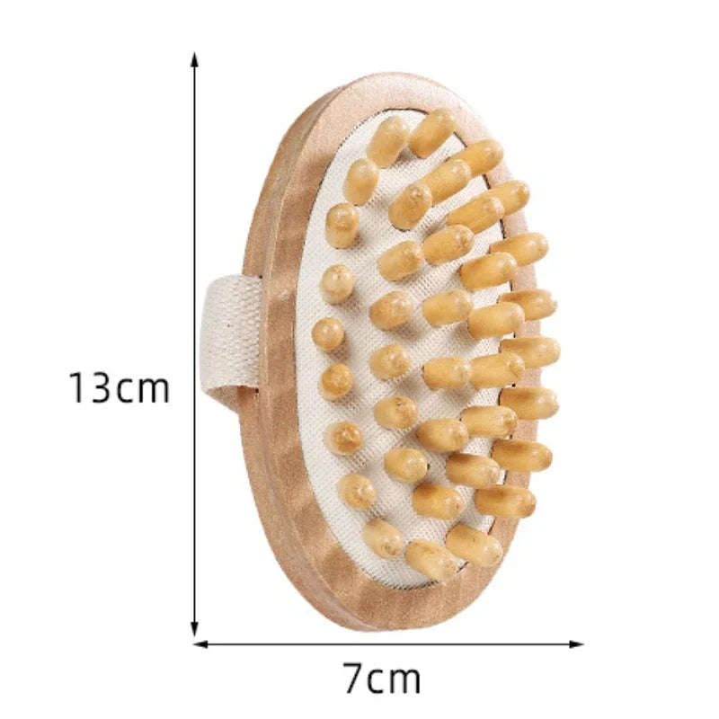 Povei Wooden Cellulite Brush & Scalp Massage Hair Comb for Spa and Massage