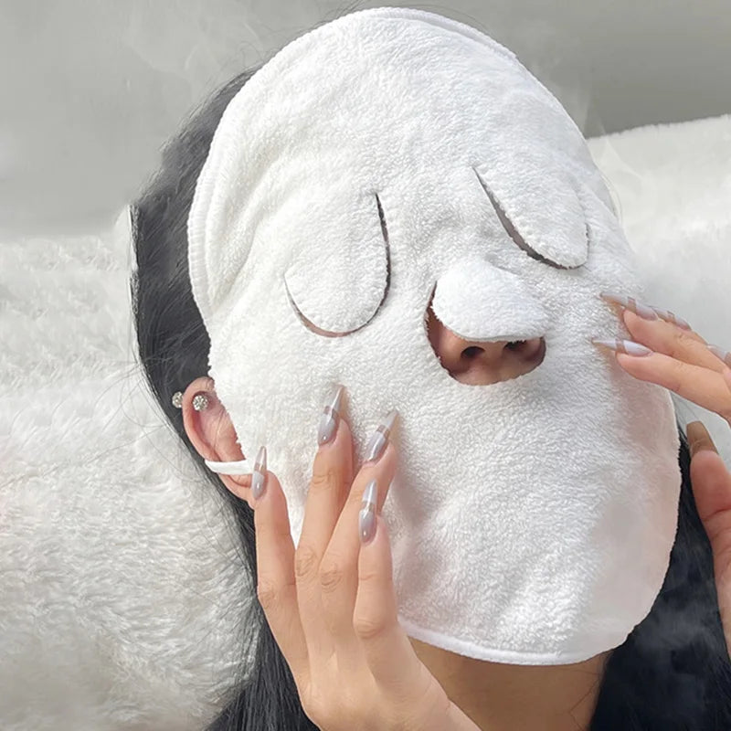 Povei Cotton Hot Compress Towel for Steamed Face Skin Care Mask