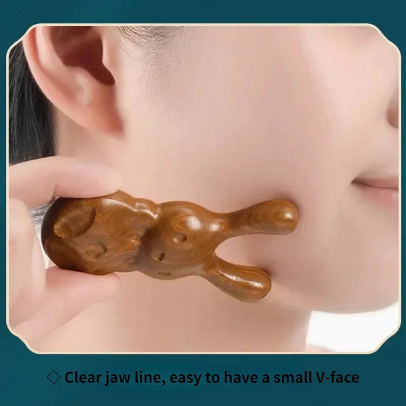 Povei Rabbit Shape Sandalwood Massage Comb - Rhinitis Relief & Blood Circulation Boost