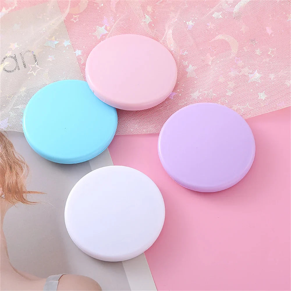 Povei Cream Makeup Mirror Round Portable Girl's Gift Double-Sided Compact Mirror