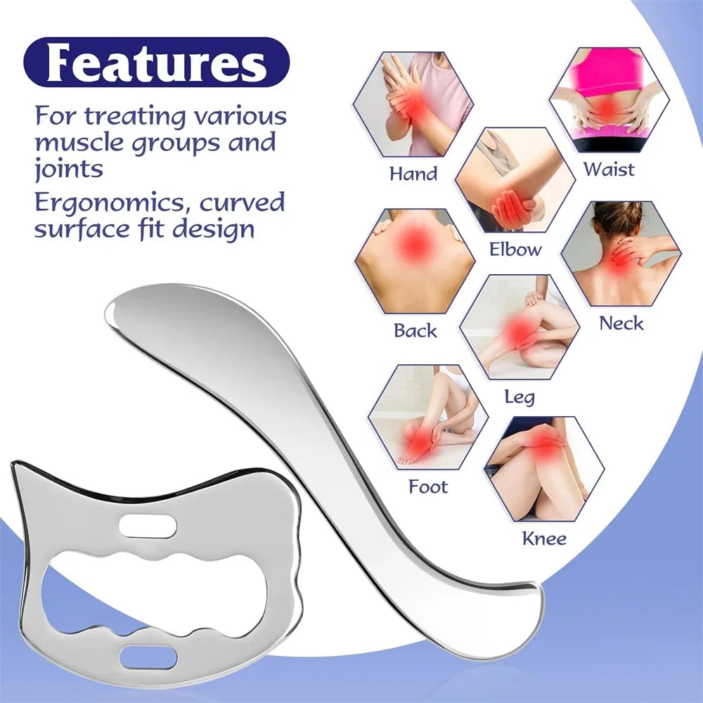 Povei Stainless Steel Guasha Massage Tool for Soft Tissue Scraping