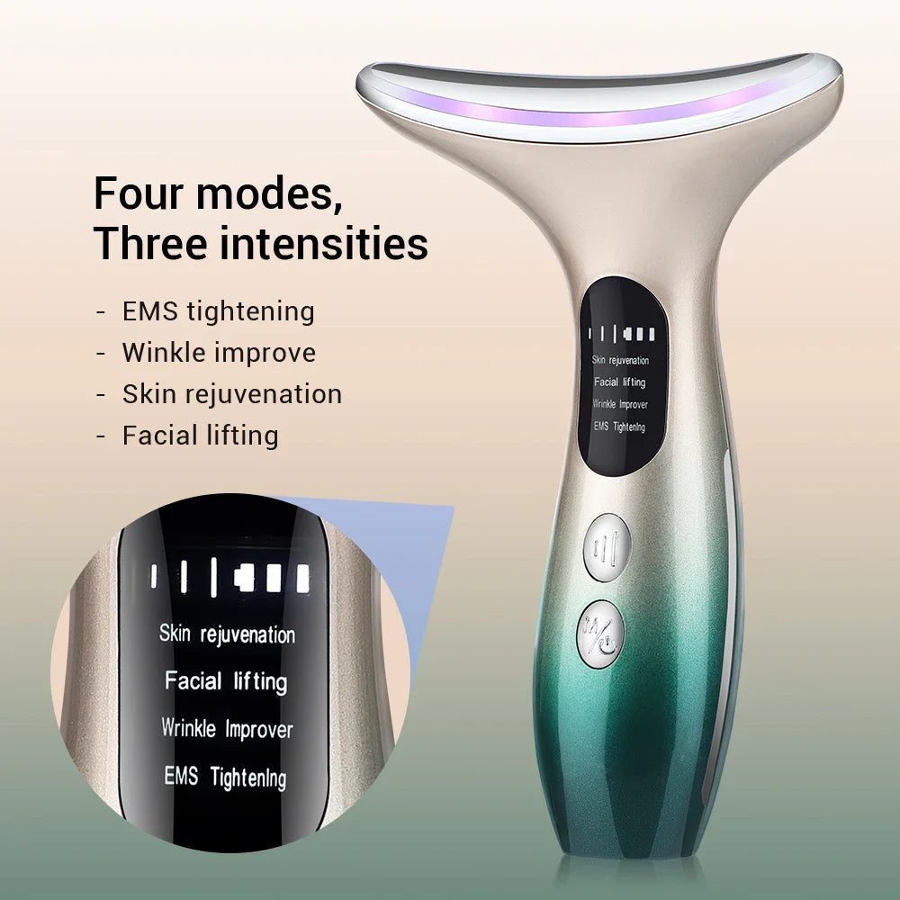 Povei LED Photon Neck Face Massager for Skin Tightening and Rejuvenation