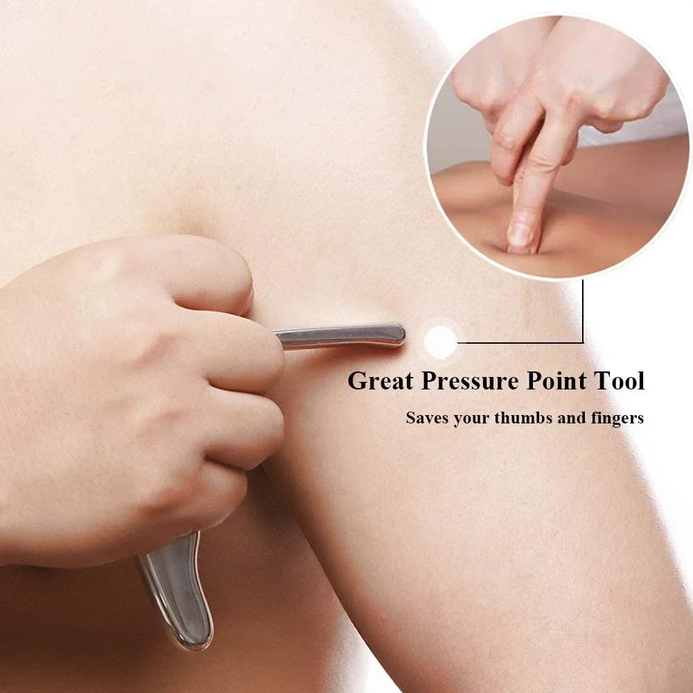 Povei Stainless Steel Trigger Point Massage Tool - Deep Tissue Acupressure Reflexology