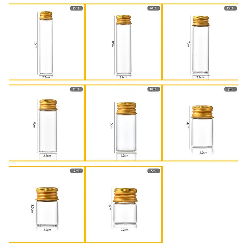 Povei 30ml Clear Plastic Bottle with Gold Aluminium Screw Cap