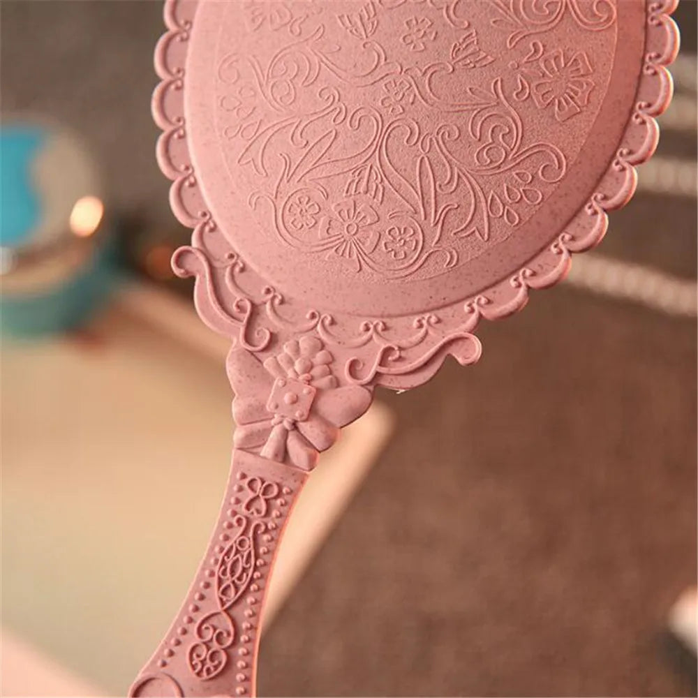 Povei Carved Handheld Vanity Mirror for Women