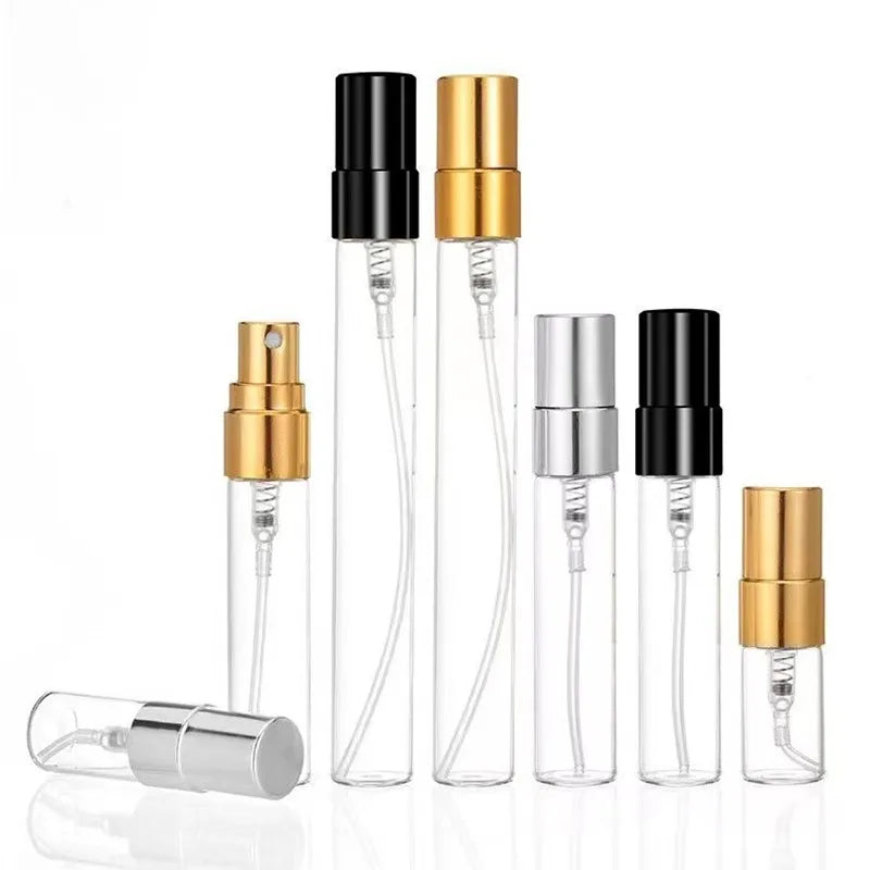 Povei 10ml Mini Glass Perfume Spray Bottle Gold Atomizer Refillable Vials