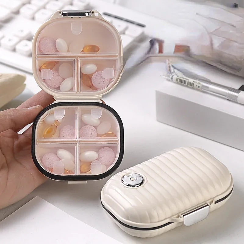 Povei Mini Pill Box Travel Medicine Organizer - 7 Compartment Lightweight Case