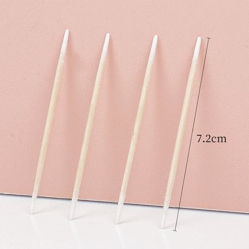 Povei Disposable Micro Cotton Swab Brushes for Eyelash Extensions & Glue Removal