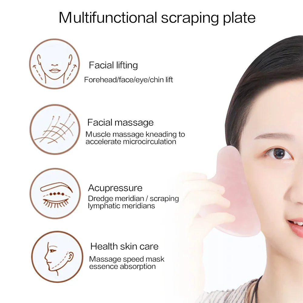 Povei Heart Jade Gua Sha Tool for Facial Scraping and Acupuncture Therapy