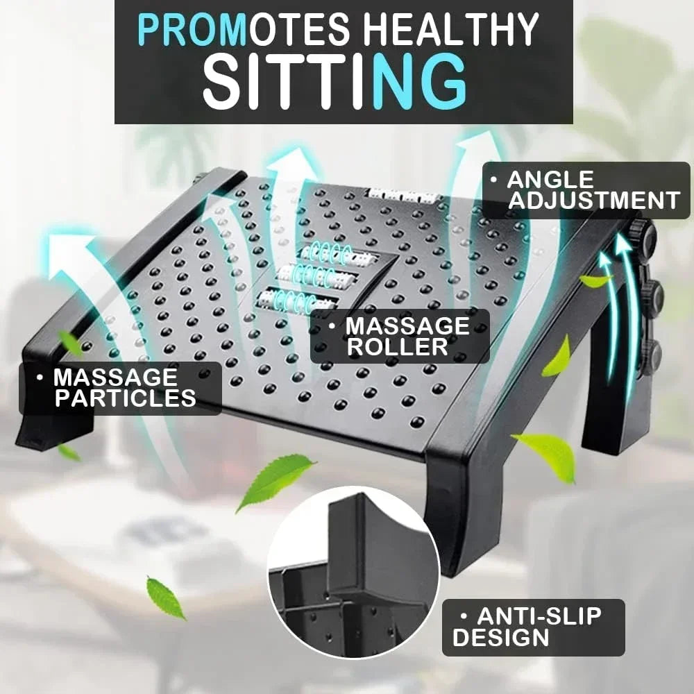 Povei Ergonomic Adjustable Foot Rest for Office Desk, Pressure Relief Under Desk Stool