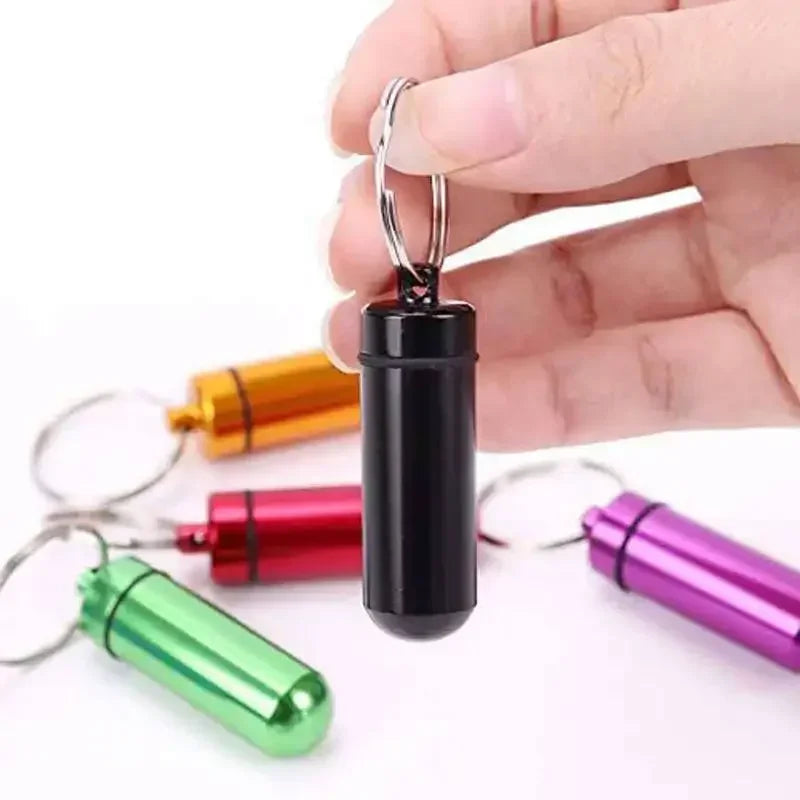 Aluminum Pill Box Case Bottle Keychain Medicine Box by Povei