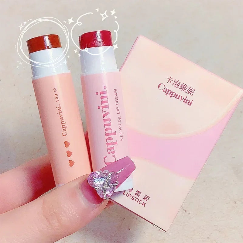 Povei Colored Lipstick Set 1/3PCS Moisturizing Long Lasting Lip Balm Waterproof Gloss